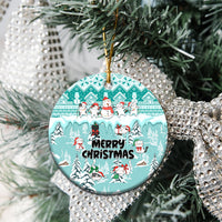 Cat Christmas Ceramic Ornament Cat With Snowman In Winter Scene - Wonder Print Shop