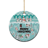 Cat Christmas Ceramic Ornament Cat With Snowman In Winter Scene - Wonder Print Shop