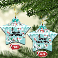 Cat Christmas Ceramic Ornament Cat With Snowman In Winter Scene - Wonder Print Shop