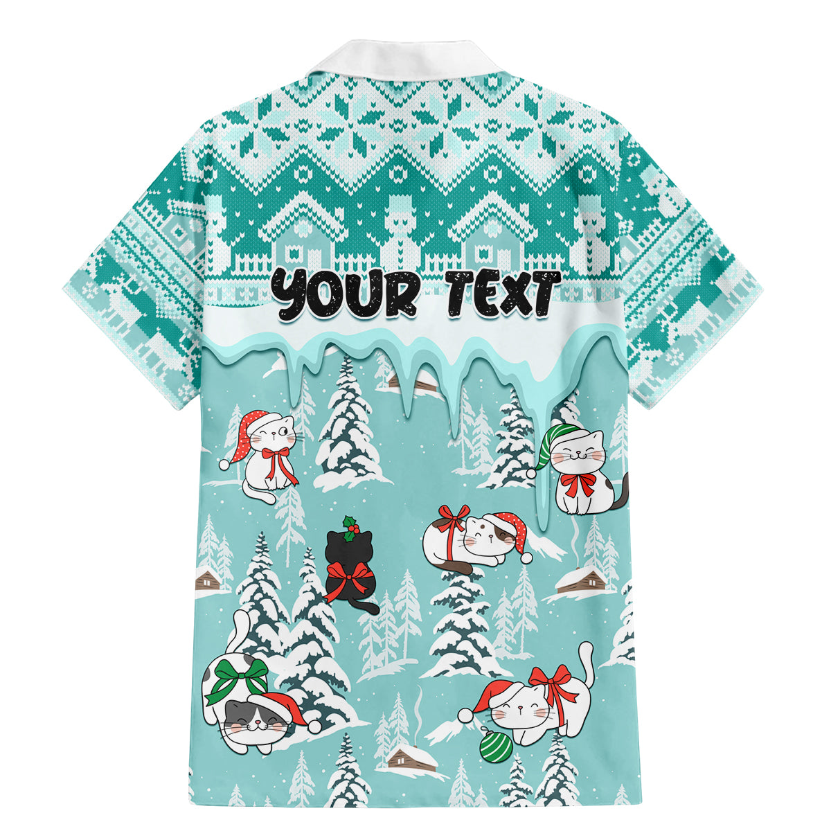 Custom Cat Christmas Family Matching Mermaid Dress and Hawaiian Shirt Cat With Snowman In Winter Scene - Wonder Print Shop