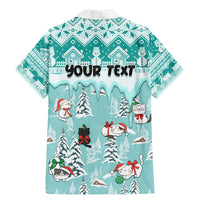 Custom Cat Christmas Family Matching Mermaid Dress and Hawaiian Shirt Cat With Snowman In Winter Scene - Wonder Print Shop