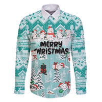 Custom Cat Christmas Family Matching Mermaid Dress and Hawaiian Shirt Cat With Snowman In Winter Scene - Wonder Print Shop
