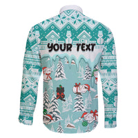 Custom Cat Christmas Family Matching Mermaid Dress and Hawaiian Shirt Cat With Snowman In Winter Scene - Wonder Print Shop