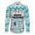 Custom Cat Christmas Family Matching Off Shoulder Long Sleeve Dress and Hawaiian Shirt Cat With Snowman In Winter Scene - Wonder Print Shop