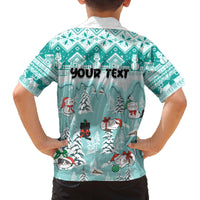 Custom Cat Christmas Family Matching Off Shoulder Maxi Dress and Hawaiian Shirt Cat With Snowman In Winter Scene - Wonder Print Shop