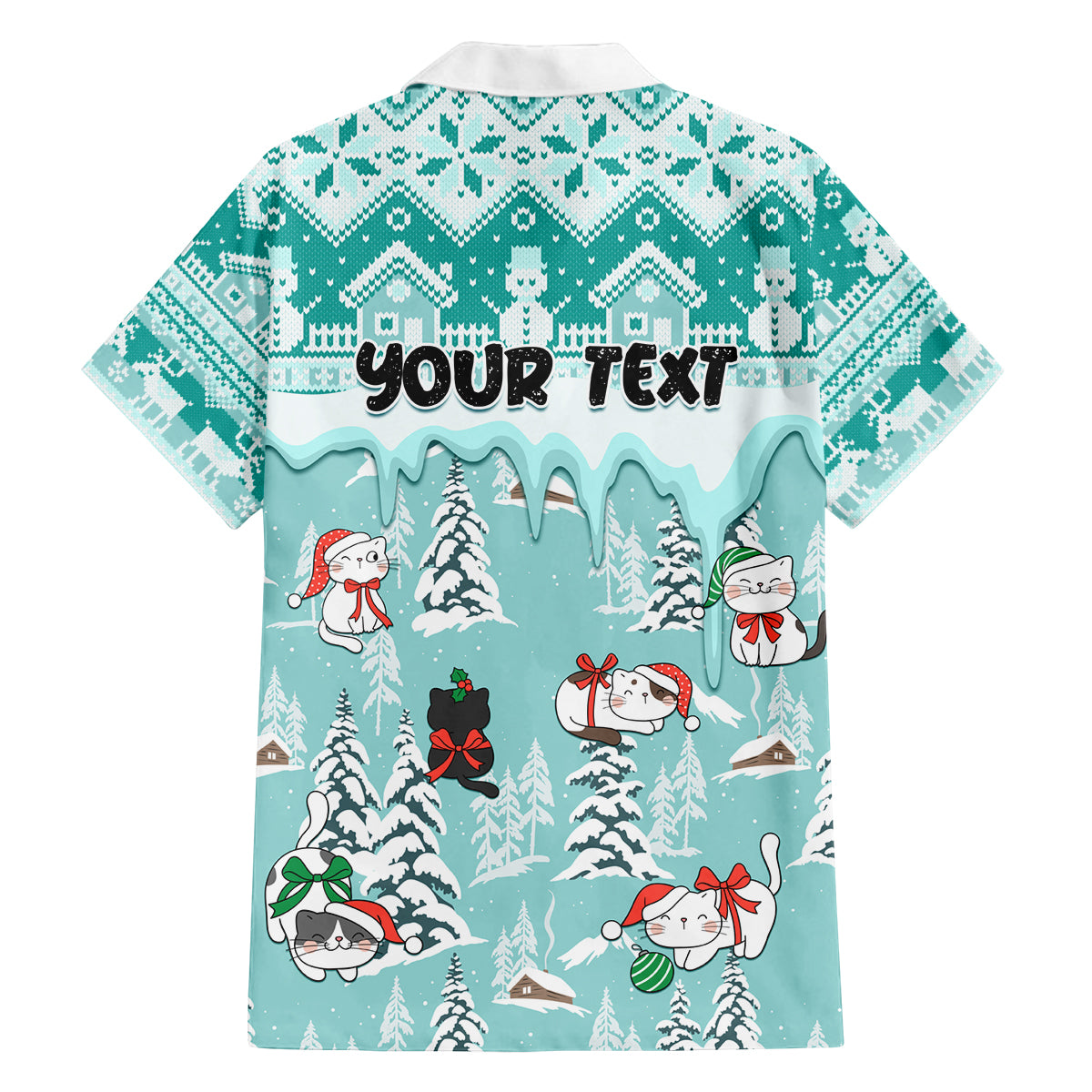 Custom Cat Christmas Family Matching Off Shoulder Maxi Dress and Hawaiian Shirt Cat With Snowman In Winter Scene - Wonder Print Shop