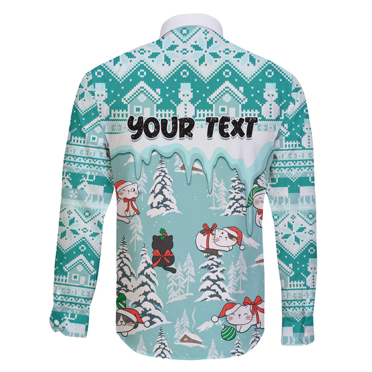 Custom Cat Christmas Family Matching Off Shoulder Maxi Dress and Hawaiian Shirt Cat With Snowman In Winter Scene - Wonder Print Shop