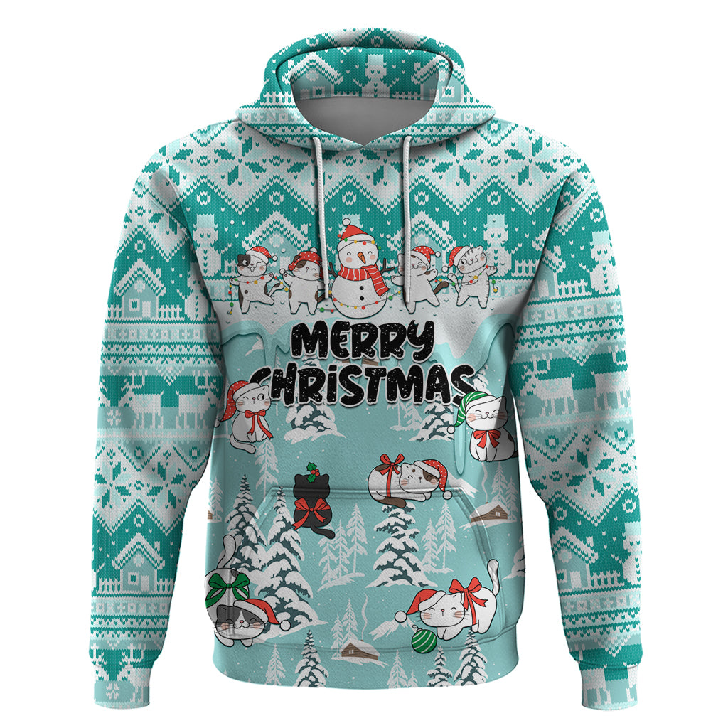 Custom Cat Christmas Hoodie Cat With Snowman In Winter Scene - Wonder Print Shop