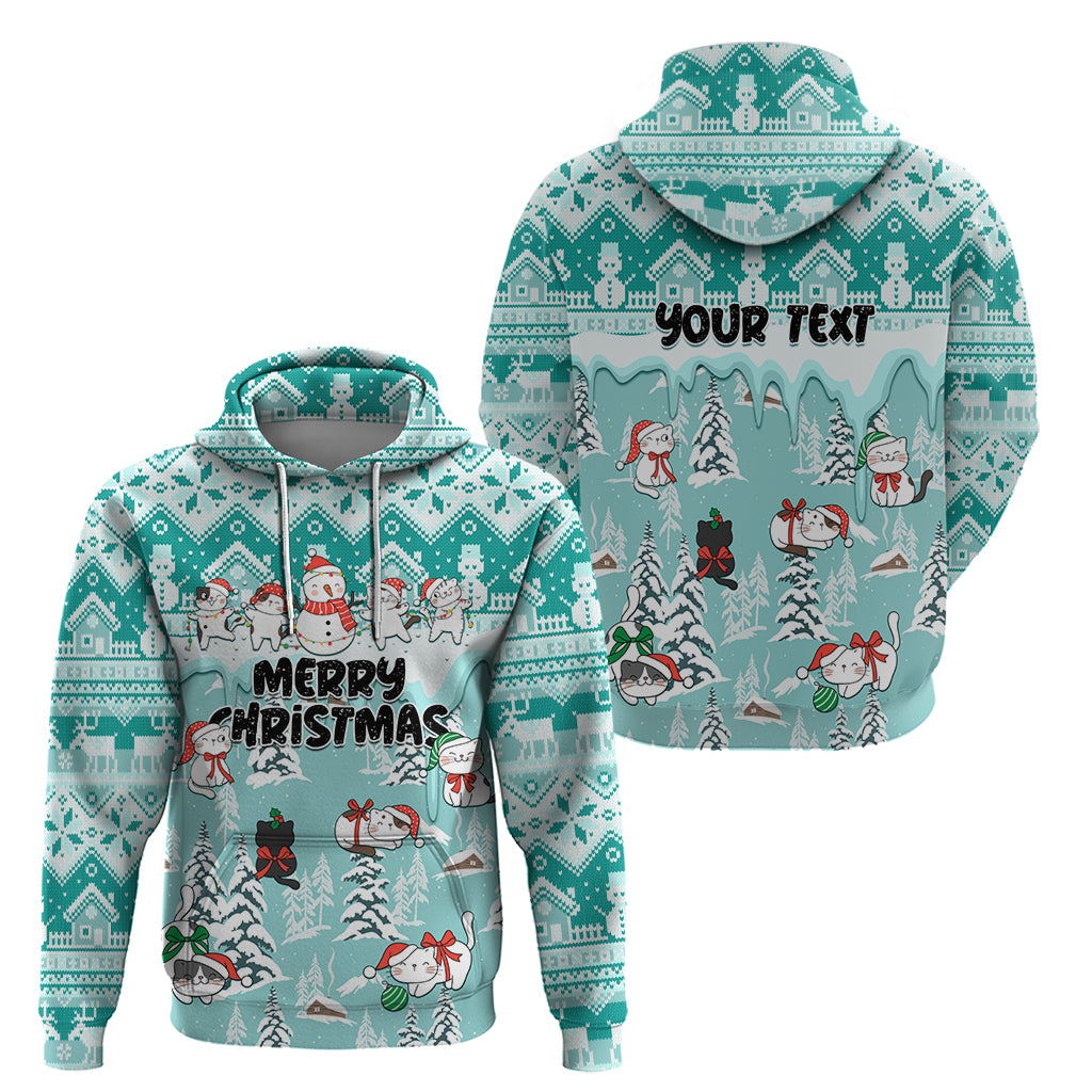 Custom Cat Christmas Hoodie Cat With Snowman In Winter Scene - Wonder Print Shop