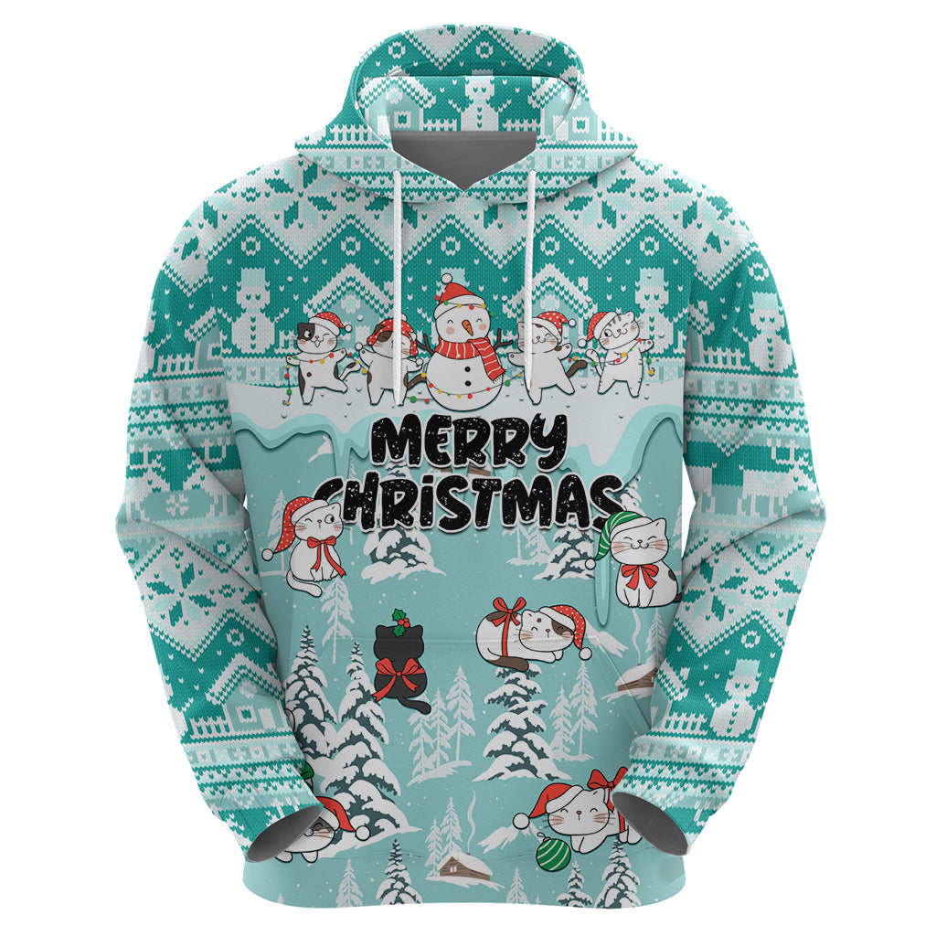 Custom Cat Christmas Hoodie Cat With Snowman In Winter Scene - Wonder Print Shop