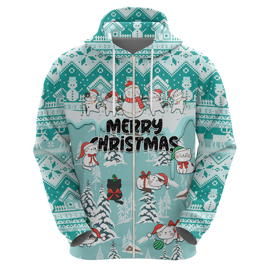 Custom Cat Christmas Hoodie Cat With Snowman In Winter Scene - Wonder Print Shop