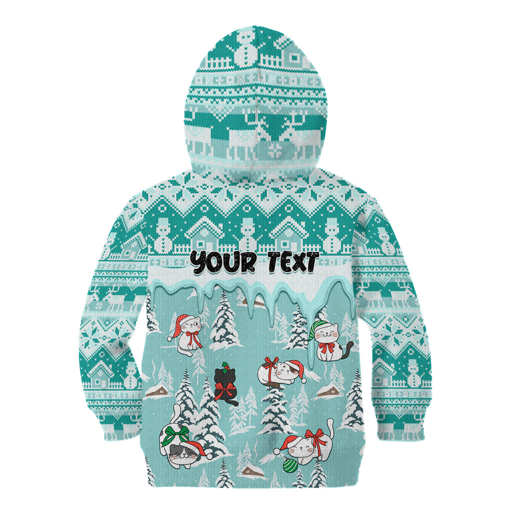 Custom Cat Christmas Kid Hoodie Cat With Snowman In Winter Scene - Wonder Print Shop
