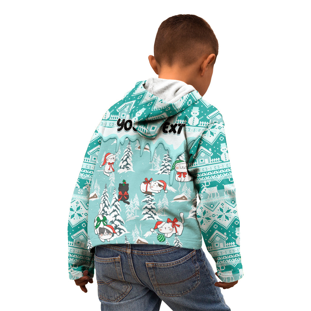 Custom Cat Christmas Kid Hoodie Cat With Snowman In Winter Scene - Wonder Print Shop