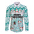Custom Cat Christmas Long Sleeve Button Shirt Cat With Snowman In Winter Scene - Wonder Print Shop