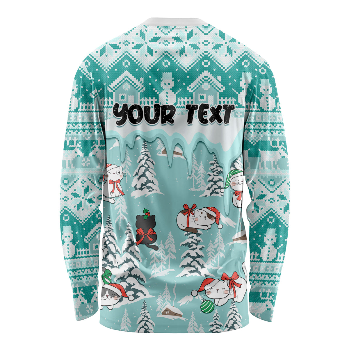 Custom Cat Christmas Long Sleeve Shirt Cat With Snowman In Winter Scene - Wonder Print Shop