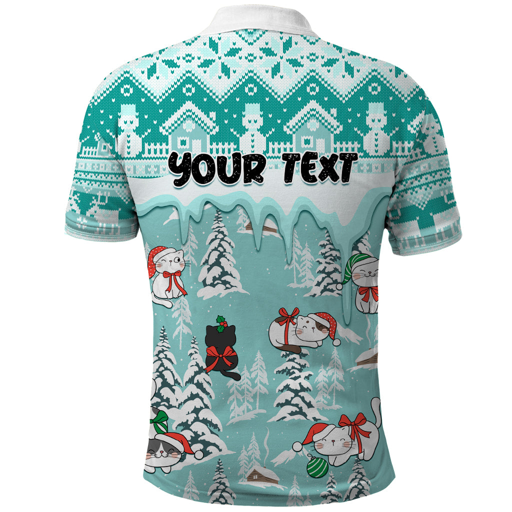 Custom Cat Christmas Polo Shirt Cat With Snowman In Winter Scene - Wonder Print Shop