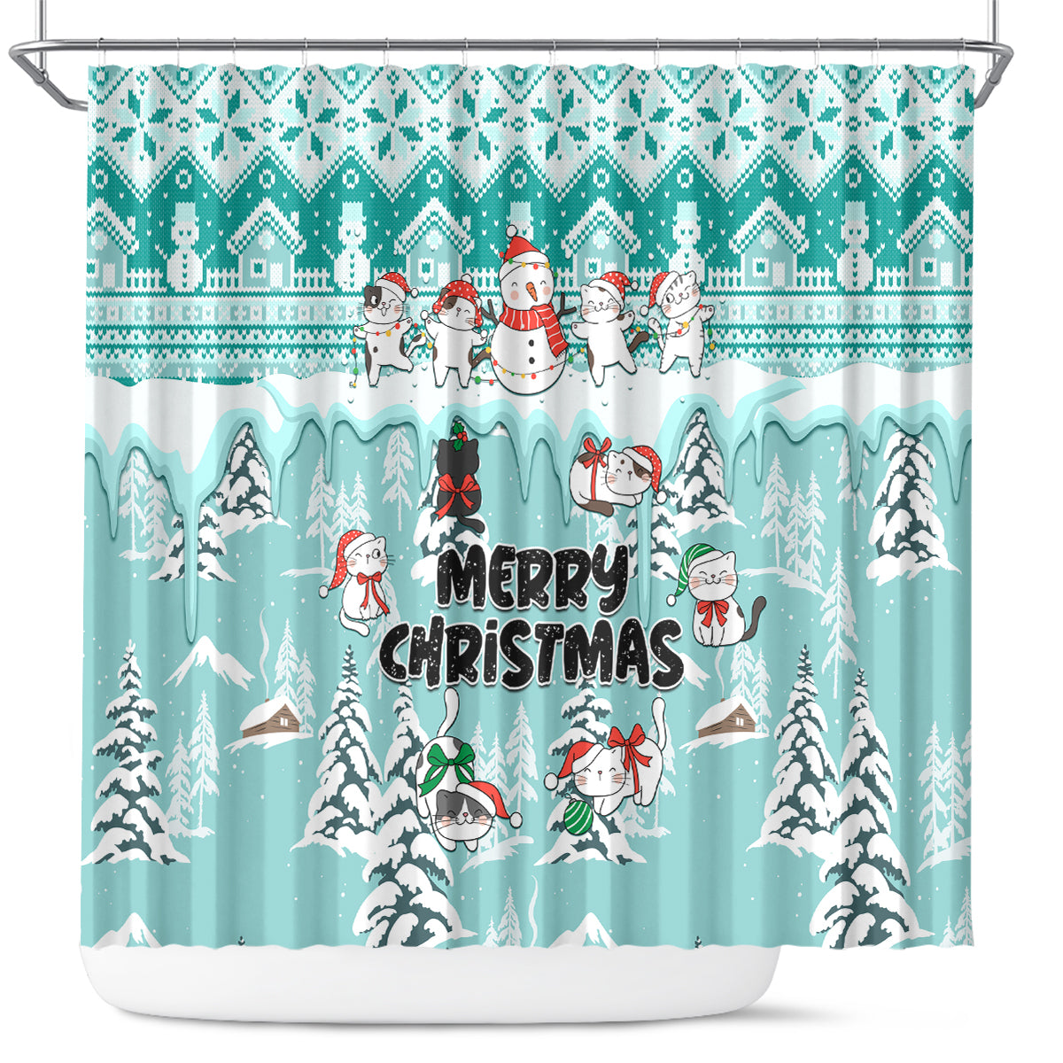 custom-cat-christmas-shower-curtain-cat-with-snowman-in-winter-scene