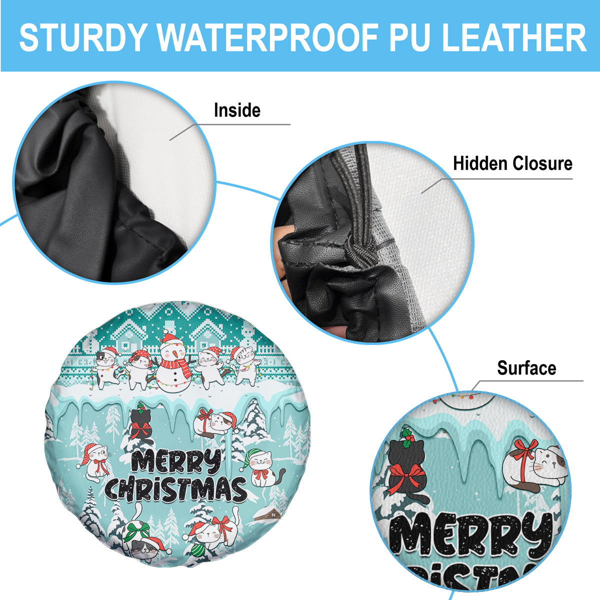 Custom Cat Christmas Spare Tire Cover Cat With Snowman In Winter Scene - Wonder Print Shop