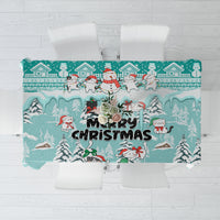 Custom Cat Christmas Tablecloth Cat With Snowman In Winter Scene - Wonder Print Shop
