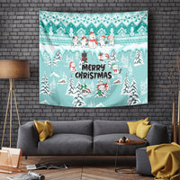 Custom Cat Christmas Tapestry Cat With Snowman In Winter Scene - Wonder Print Shop
