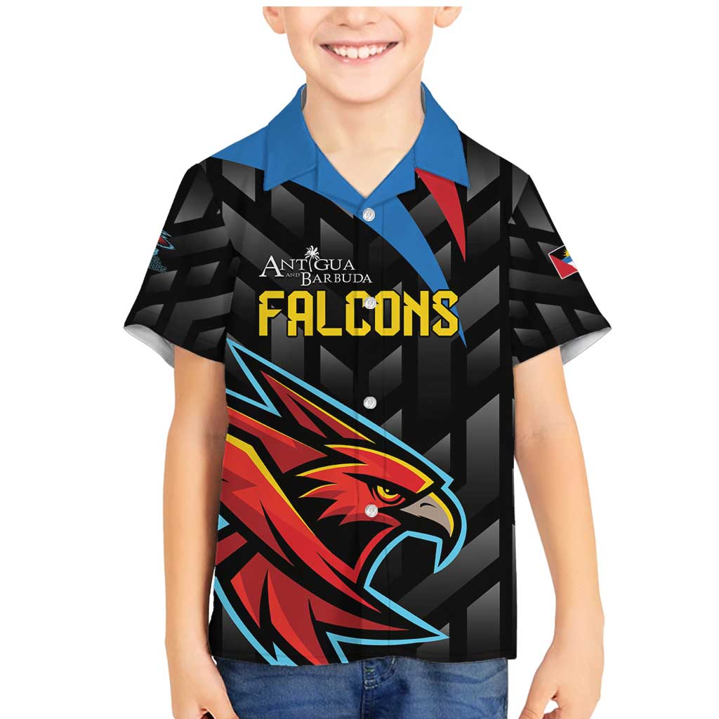 Custom Antigua and Barbuda Cricket Family Matching Mermaid Dress and Hawaiian Shirt Falcons Flying High - Wonder Print Shop