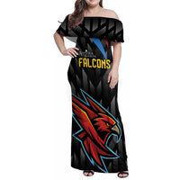Custom Antigua and Barbuda Cricket Family Matching Off Shoulder Maxi Dress and Hawaiian Shirt Falcons Flying High - Wonder Print Shop