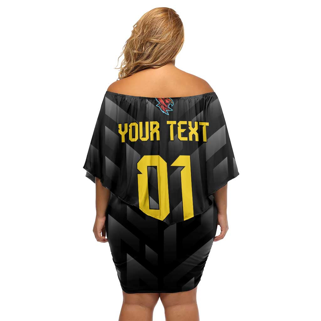 Custom Antigua and Barbuda Cricket Family Matching Off Shoulder Short Dress and Hawaiian Shirt Falcons Flying High - Wonder Print Shop