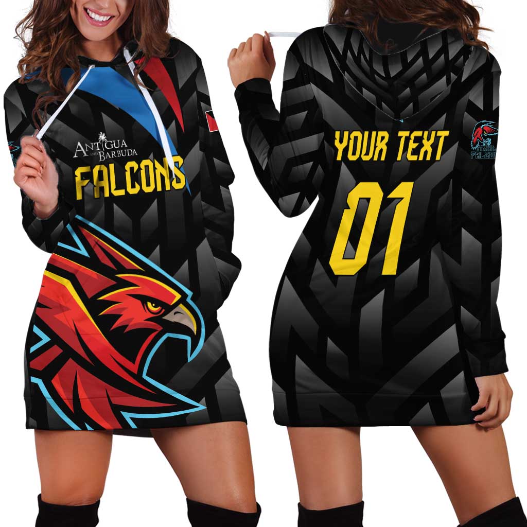 Custom Antigua and Barbuda Cricket Hoodie Dress Falcons Flying High - Wonder Print Shop