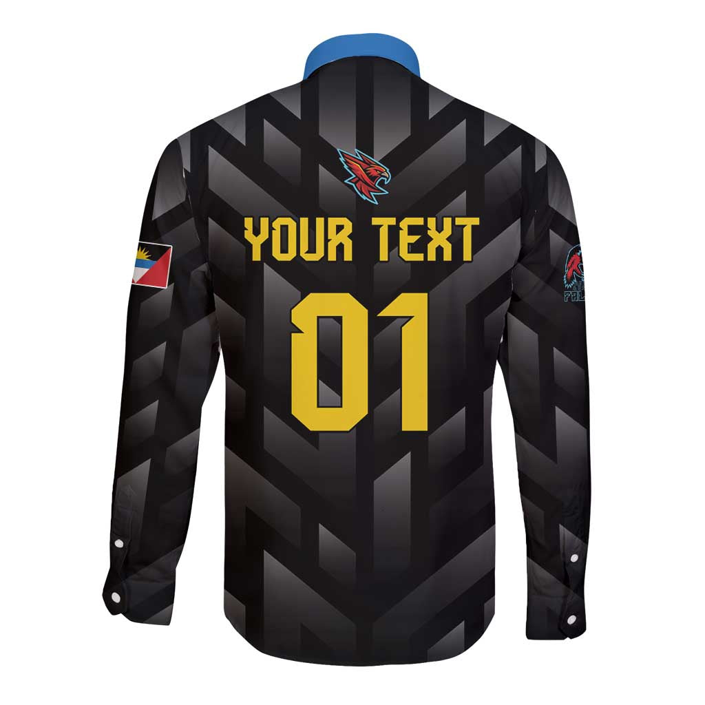 Custom Antigua and Barbuda Cricket Long Sleeve Button Shirt Falcons Flying High - Wonder Print Shop