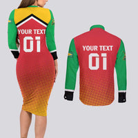 Custom Guyana Cricket Amazon Warriors Couples Matching Long Sleeve Bodycon Dress and Long Sleeve Button Shirt All The Way Champions - Wonder Print Shop
