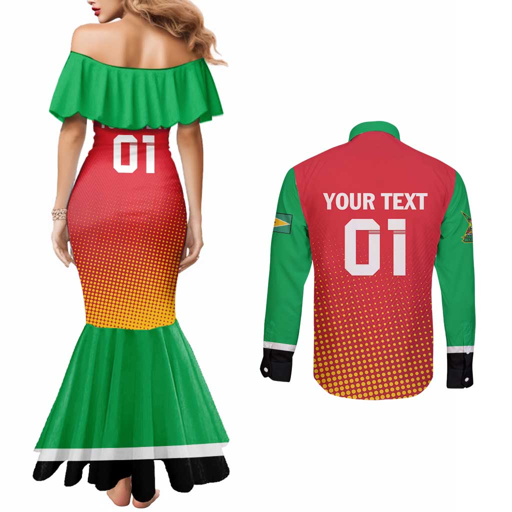 Custom Guyana Cricket Amazon Warriors Couples Matching Mermaid Dress and Long Sleeve Button Shirt All The Way Champions
