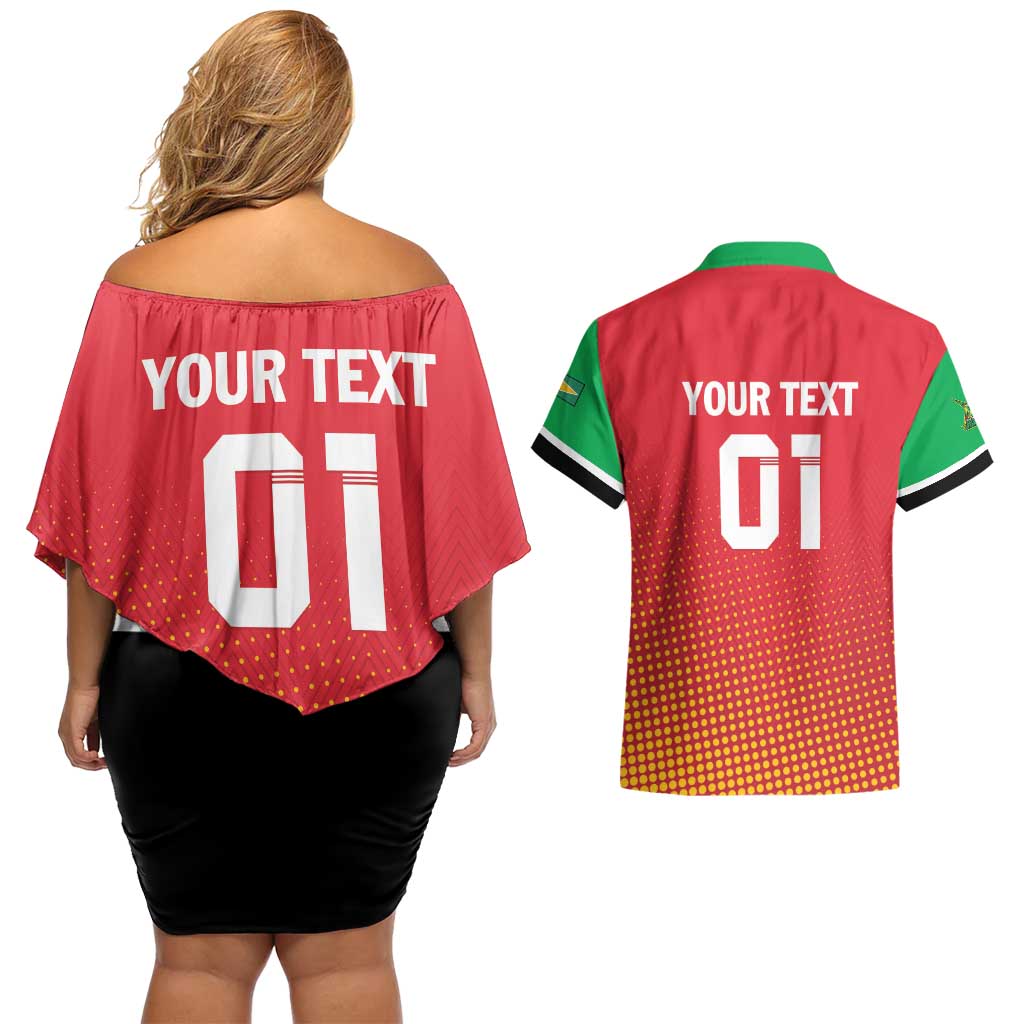 Custom Guyana Cricket Amazon Warriors Couples Matching Off Shoulder Short Dress and Hawaiian Shirt All The Way Champions - Wonder Print Shop
