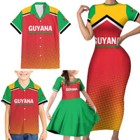 Custom Guyana Cricket Amazon Warriors Family Matching Short Sleeve Bodycon Dress and Hawaiian Shirt All The Way Champions - Wonder Print Shop