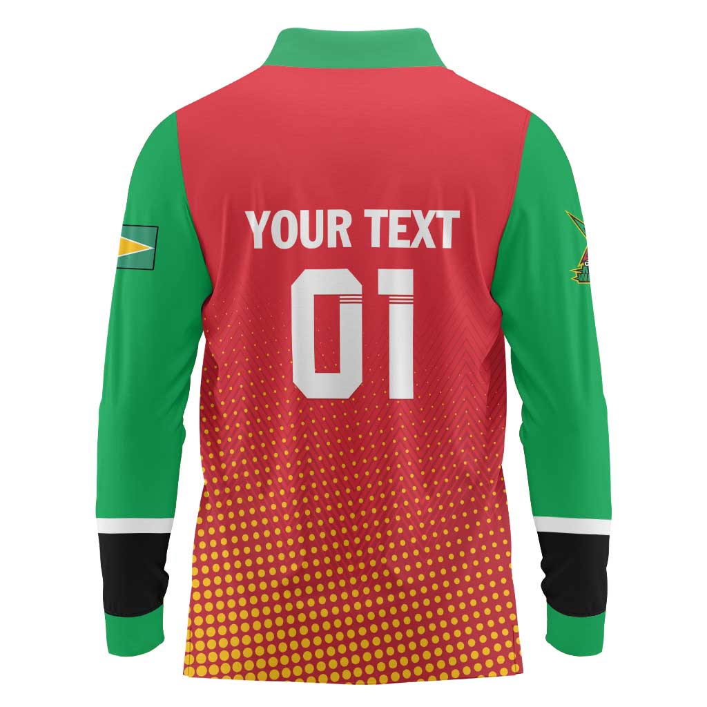 Custom Guyana Cricket Amazon Warriors Long Sleeve Polo Shirt All The Way Champions - Wonder Print Shop