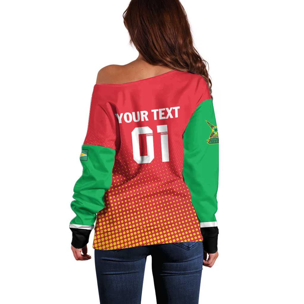 Custom Guyana Cricket Amazon Warriors Off Shoulder Sweater All The Way Champions - Wonder Print Shop