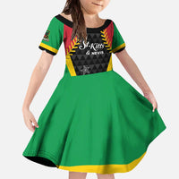 Custom Saint Kitts and Nevis Cricket Patriots Family Matching Off The Shoulder Long Sleeve Dress and Hawaiian Shirt St Kitts Nevis in Our Blood - Wonder Print Shop