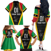 Custom Saint Kitts and Nevis Cricket Patriots Family Matching Off The Shoulder Long Sleeve Dress and Hawaiian Shirt St Kitts Nevis in Our Blood - Wonder Print Shop
