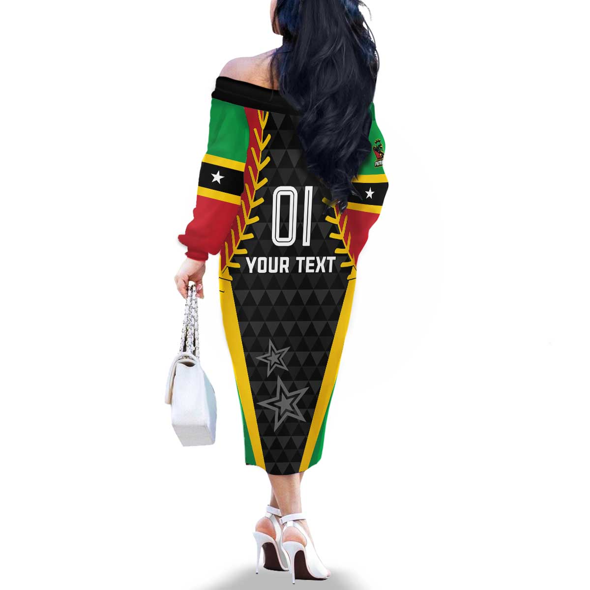 Custom Saint Kitts and Nevis Cricket Patriots Family Matching Off The Shoulder Long Sleeve Dress and Hawaiian Shirt St Kitts Nevis in Our Blood - Wonder Print Shop