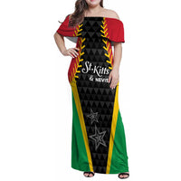 Custom Saint Kitts and Nevis Cricket Patriots Family Matching Off Shoulder Maxi Dress and Hawaiian Shirt St Kitts Nevis in Our Blood - Wonder Print Shop