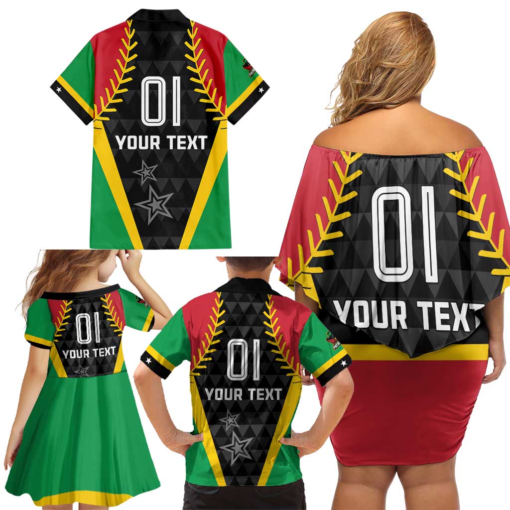 Custom Saint Kitts and Nevis Cricket Patriots Family Matching Off Shoulder Short Dress and Hawaiian Shirt St Kitts Nevis in Our Blood - Wonder Print Shop