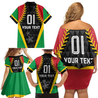 Custom Saint Kitts and Nevis Cricket Patriots Family Matching Off Shoulder Short Dress and Hawaiian Shirt St Kitts Nevis in Our Blood - Wonder Print Shop