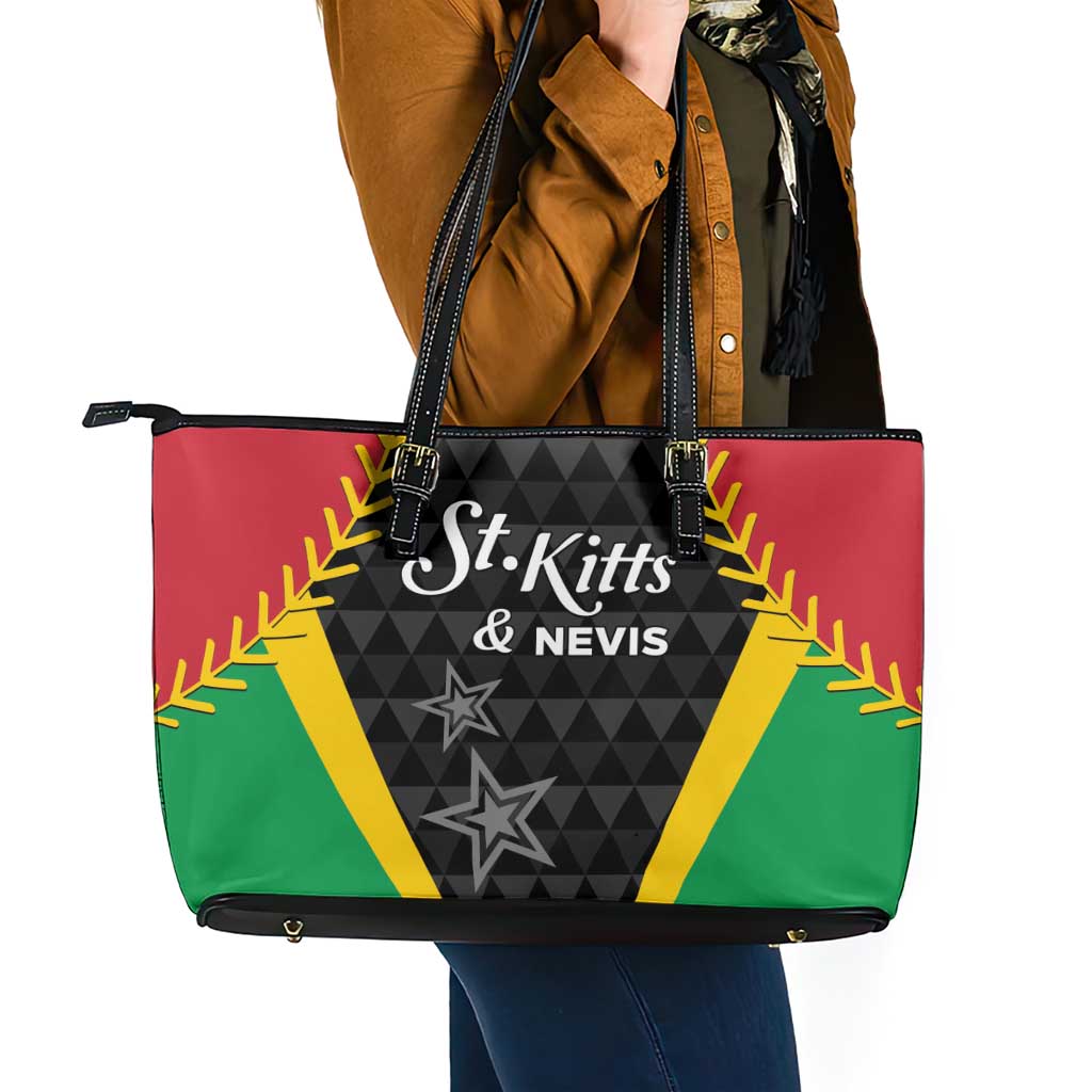 Saint Kitts and Nevis Cricket Patriots Leather Tote Bag St Kitts Nevis in Our Blood - Wonder Print Shop