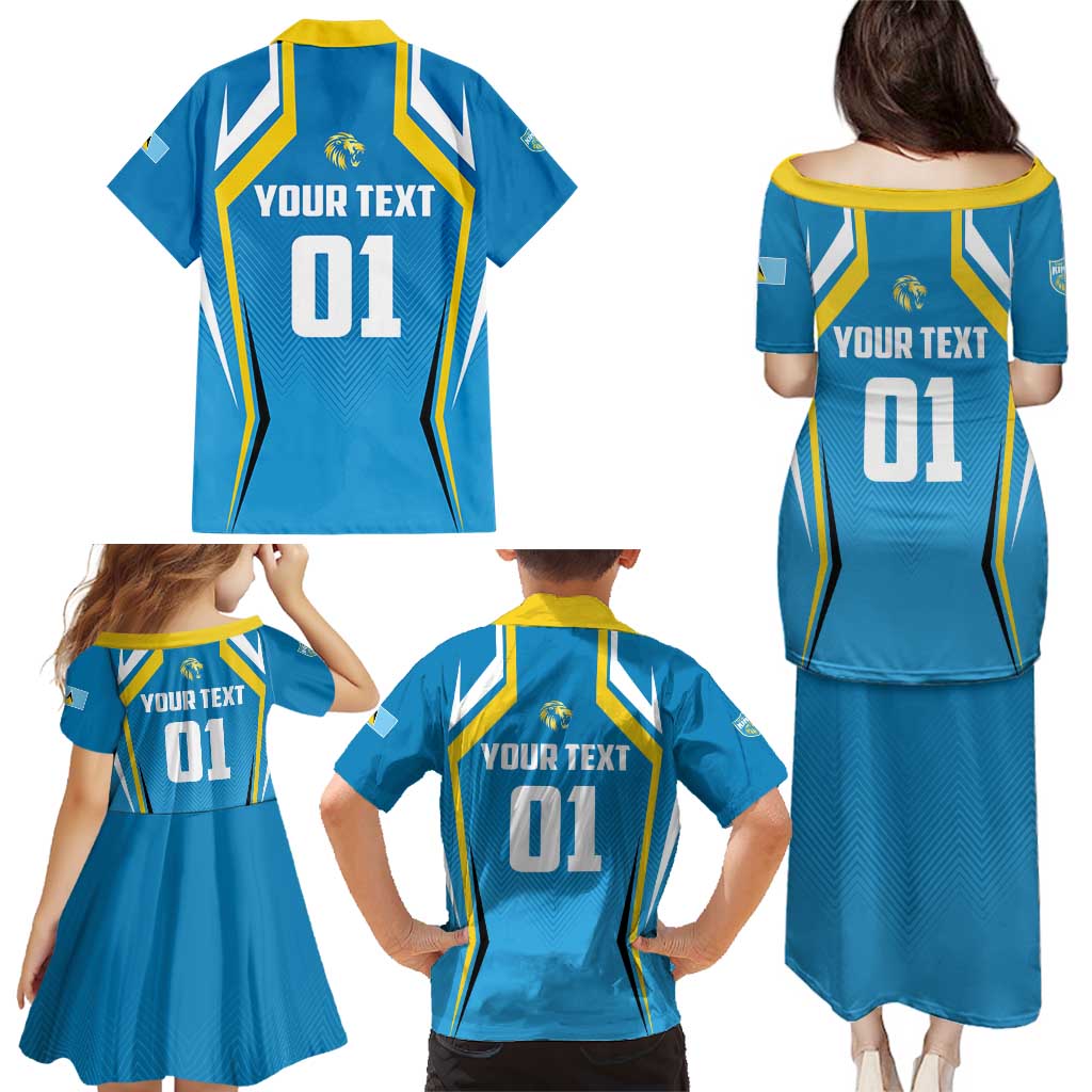 Custom Saint Lucia Cricket Family Matching Puletasi and Hawaiian Shirt St Lucia Stars Champions 2024 - Wonder Print Shop