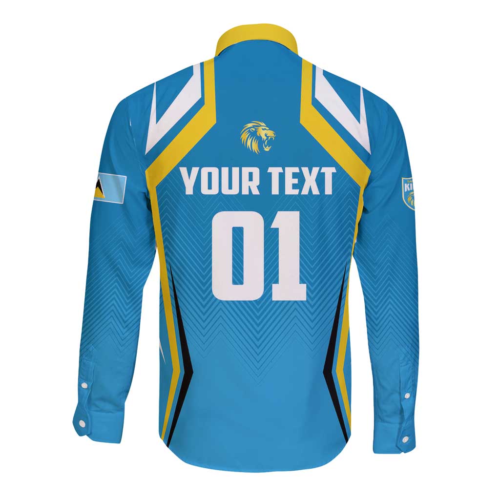 Custom Saint Lucia Cricket Long Sleeve Button Shirt St Lucia Stars Champions 2024 - Wonder Print Shop