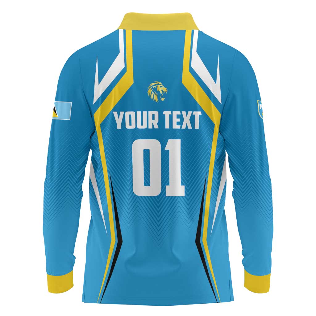 Custom Saint Lucia Cricket Long Sleeve Polo Shirt St Lucia Stars Champions 2024 - Wonder Print Shop