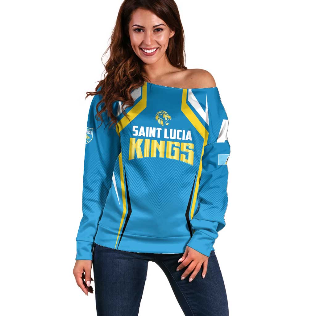 Custom Saint Lucia Cricket Off Shoulder Sweater St Lucia Stars Champions 2024 - Wonder Print Shop