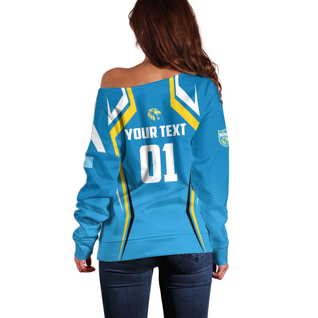 Custom Saint Lucia Cricket Off Shoulder Sweater St Lucia Stars Champions 2024 - Wonder Print Shop