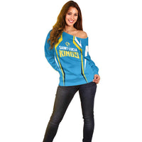 Custom Saint Lucia Cricket Off Shoulder Sweater St Lucia Stars Champions 2024 - Wonder Print Shop