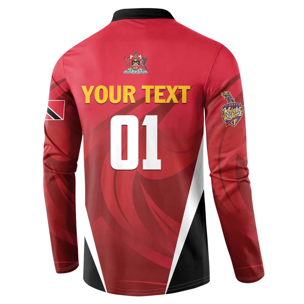 Custom Trinidad and Tobago Cricket Knight Riders Button Sweatshirt Trinbago Wave The Red - Wonder Print Shop
