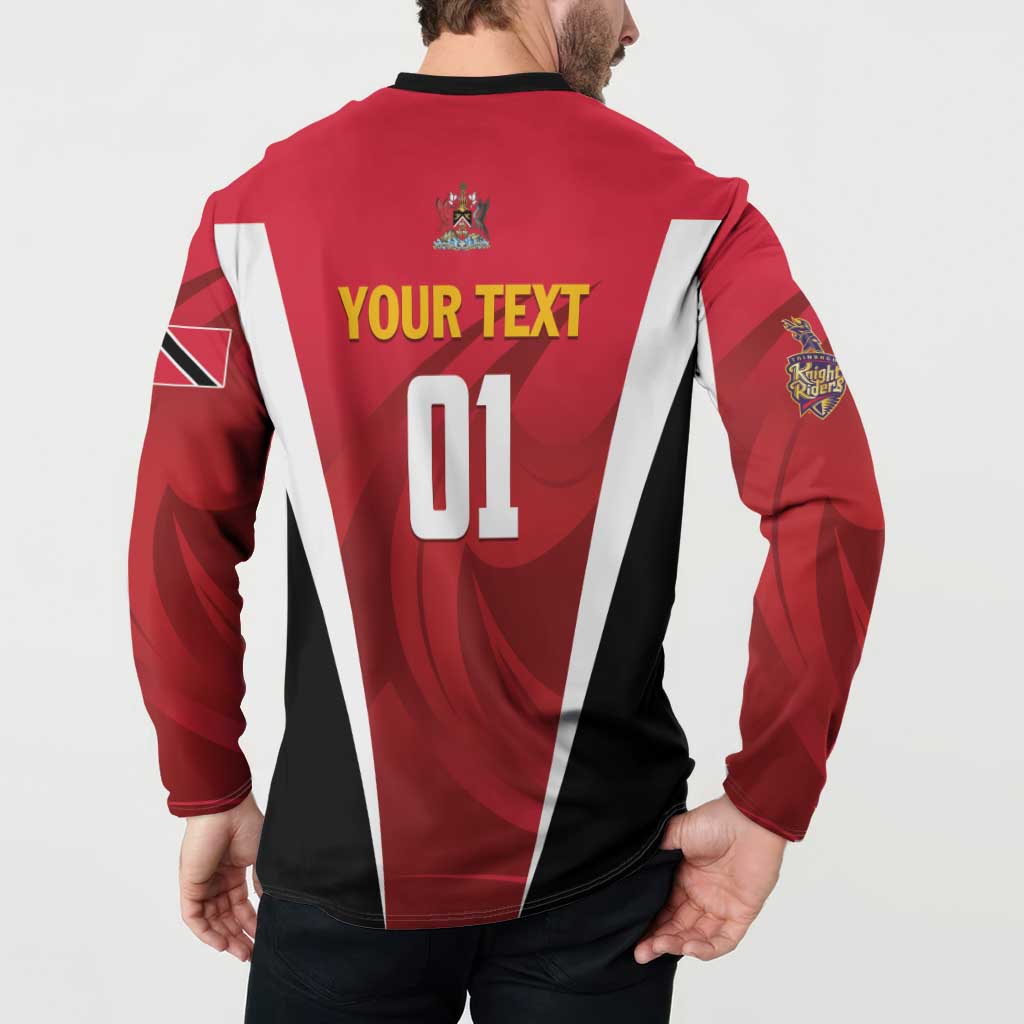 Custom Trinidad and Tobago Cricket Knight Riders Button Sweatshirt Trinbago Wave The Red - Wonder Print Shop
